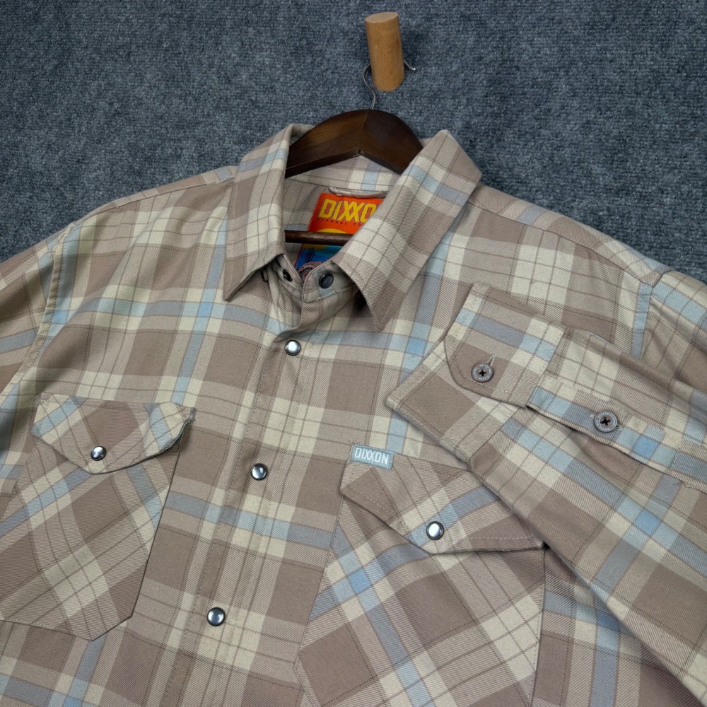 Dixxon Flannel San Felipe Mens 2X Tan Plaid D-Tech Long Sleeve Button Down Shirt